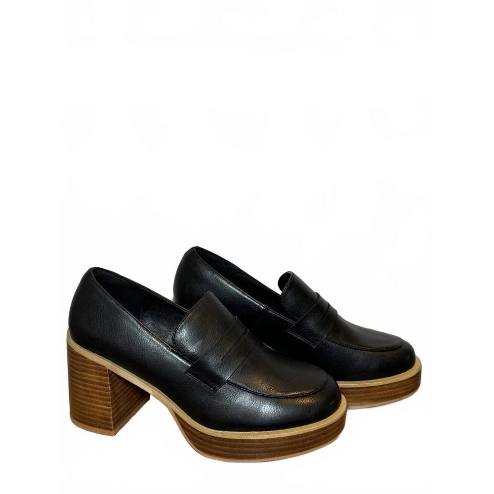 NEW OASIS SOCIETY hannah platform penny loafers in black